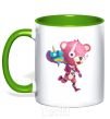 Mug with a colored handle Fortnite's captain of hugging kelly-green фото