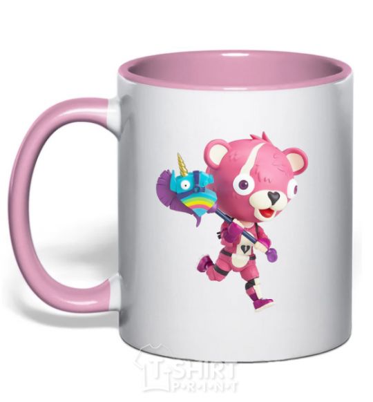 Mug with a colored handle Fortnite's captain of hugging light-pink фото