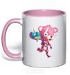 Mug with a colored handle Fortnite's captain of hugging light-pink фото