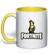 Mug with a colored handle Fortnite banana yellow фото