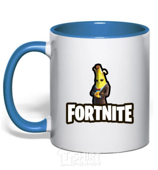 Mug with a colored handle Fortnite banana royal-blue фото