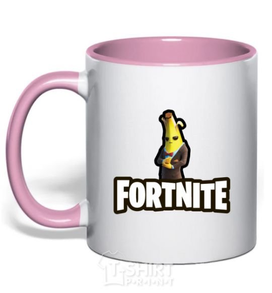 Mug with a colored handle Fortnite banana light-pink фото