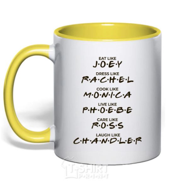 Mug with a colored handle Like friends yellow фото