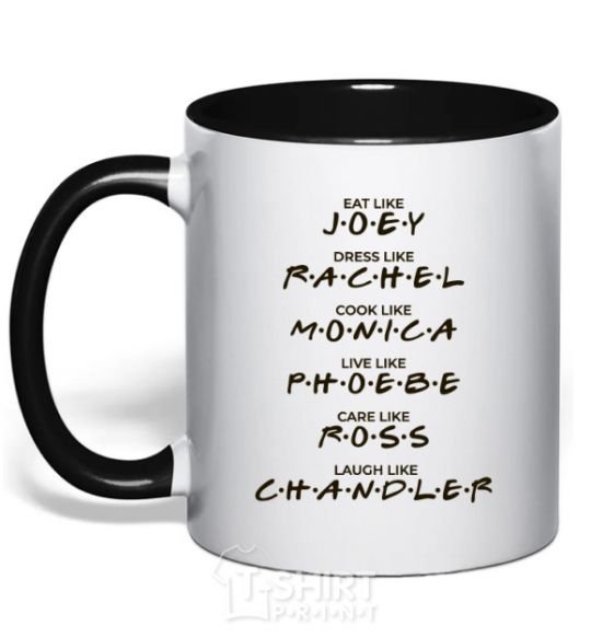 Mug with a colored handle Like friends black фото