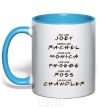 Mug with a colored handle Like friends sky-blue фото