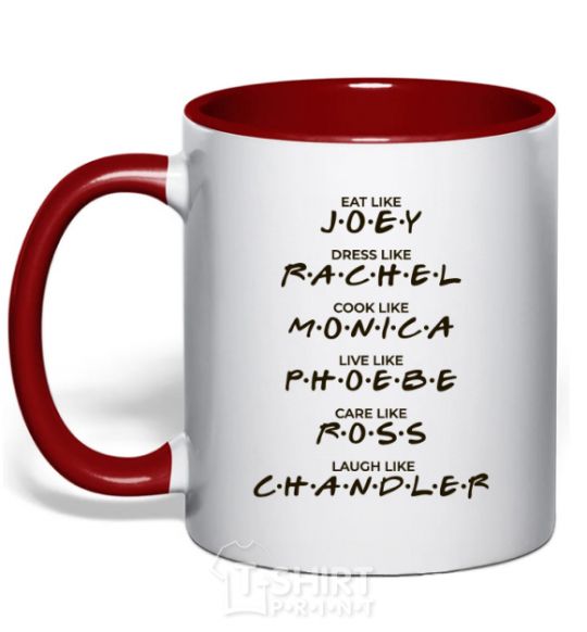 Mug with a colored handle Like friends red фото