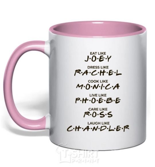 Mug with a colored handle Like friends light-pink фото