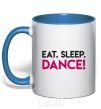 Mug with a colored handle Eat sleep dance royal-blue фото