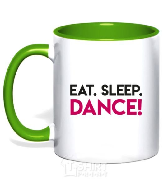 Mug with a colored handle Eat sleep dance kelly-green фото