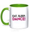 Mug with a colored handle Eat sleep dance kelly-green фото