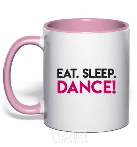 Чашка с цветной ручкой Eat sleep dance Нежно розовый фото