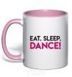 Mug with a colored handle Eat sleep dance light-pink фото