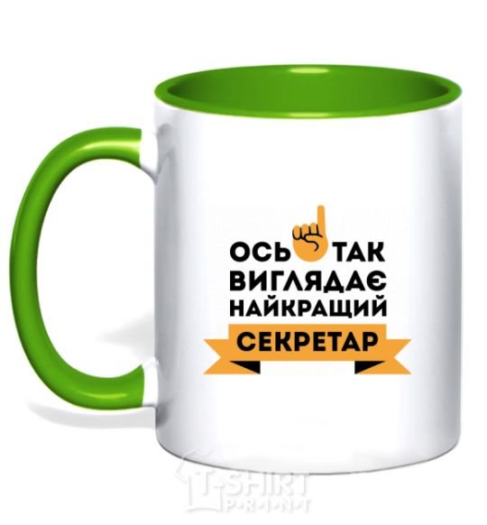 Mug with a colored handle Nycratic secretary kelly-green фото