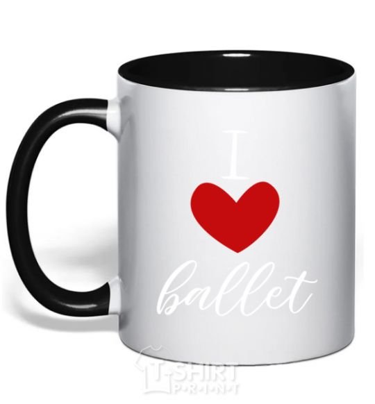 Mug with a colored handle I love ballet black фото