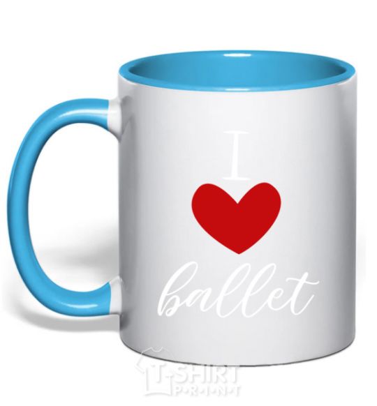 Чашка с цветной ручкой I love ballet Голубой фото