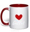Mug with a colored handle I love ballet red фото