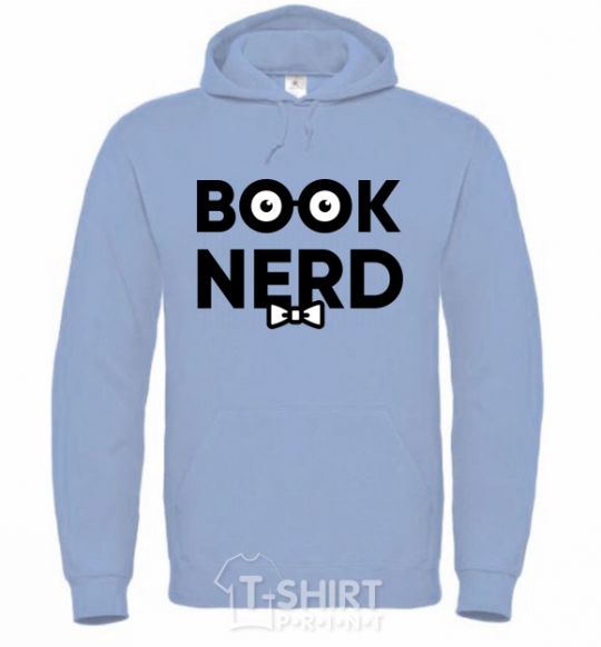 Men`s hoodie Book nerd sky-blue фото