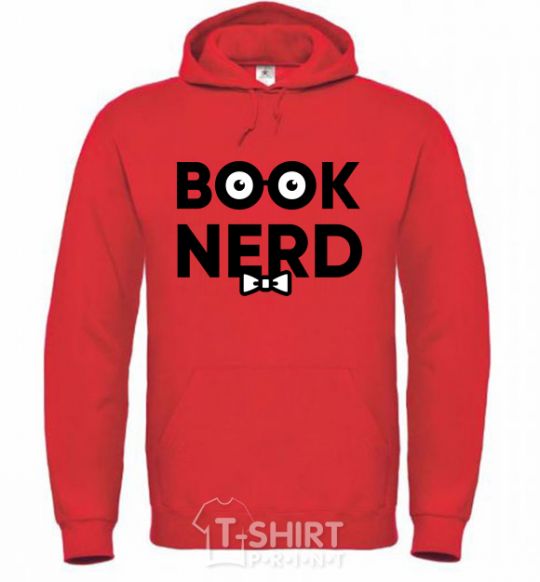 Men`s hoodie Book nerd bright-red фото