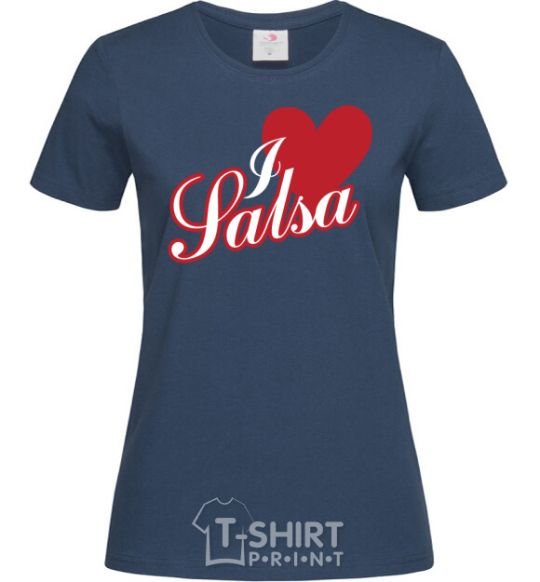 Women's T-shirt I love salsa navy-blue фото