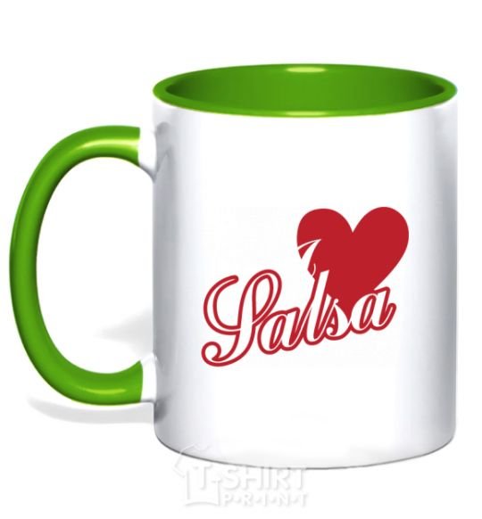 Mug with a colored handle I love salsa kelly-green фото