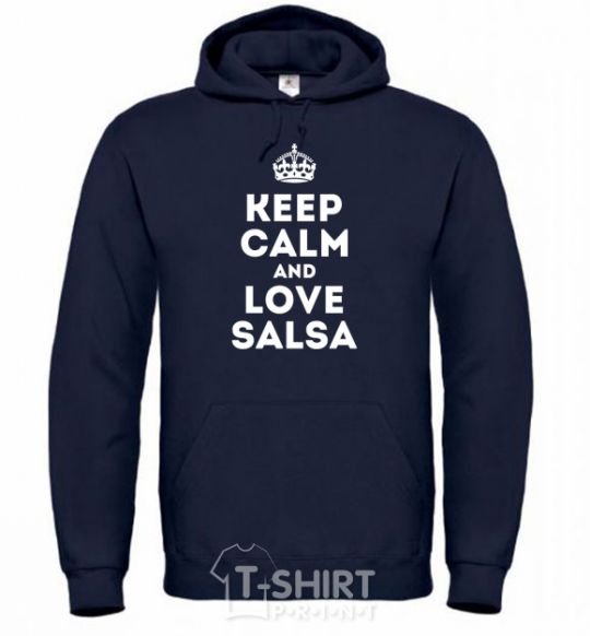 Men`s hoodie Keep calm and love salsa navy-blue фото