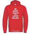 Men`s hoodie Keep calm and love salsa bright-red фото