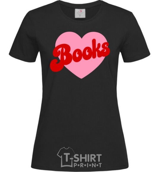 Женская футболка Books with heart Черный фото