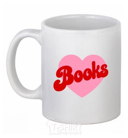 Ceramic mug Books with heart White фото