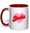 Mug with a colored handle Books with heart red фото