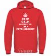 Men`s hoodie Keep calm and trust me i'm psychologist bright-red фото