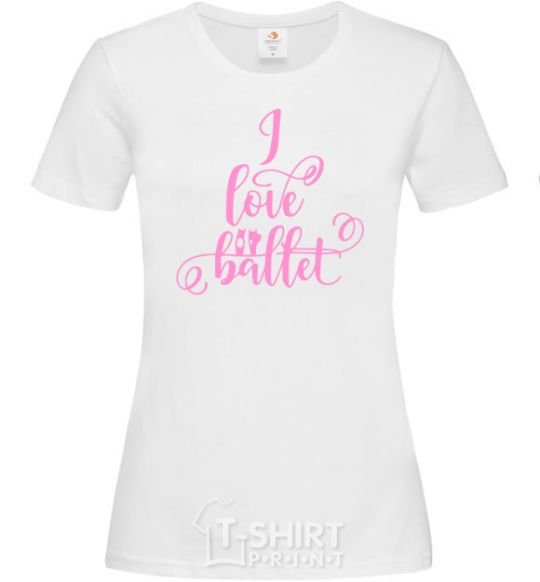 Women's T-shirt I love ballet with curls White фото