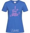 Women's T-shirt I love ballet with curls royal-blue фото