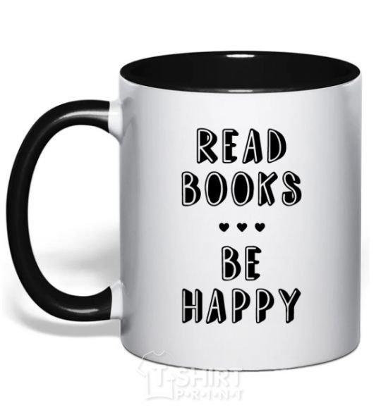 Mug with a colored handle Read books, be happy black фото