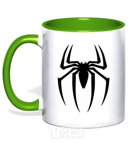 Mug with a colored handle Spiderman logo kelly-green фото