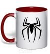 Mug with a colored handle Spiderman logo red фото