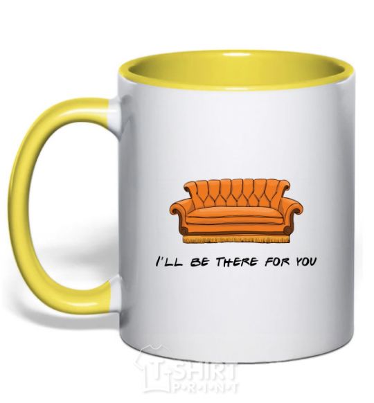 Mug with a colored handle Friends сouch yellow фото