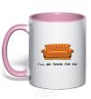 Mug with a colored handle Friends сouch light-pink фото