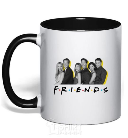 Mug with a colored handle Friends of the photo with the name black фото