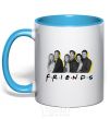 Mug with a colored handle Friends of the photo with the name sky-blue фото