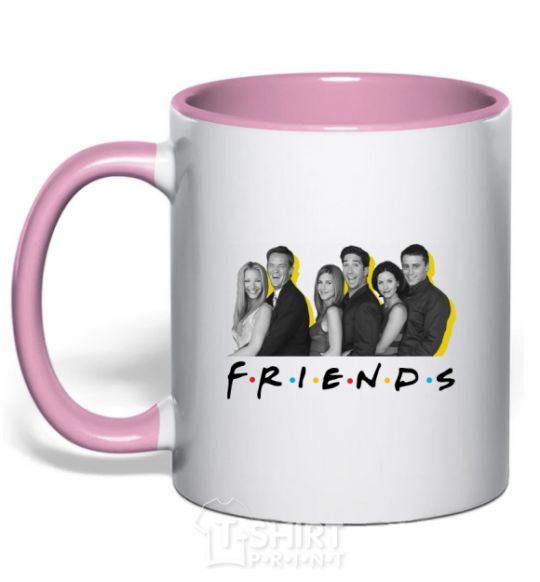 Mug with a colored handle Friends of the photo with the name light-pink фото