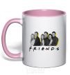 Mug with a colored handle Friends of the photo with the name light-pink фото