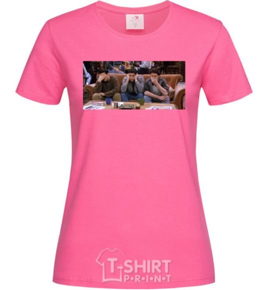Женская футболка Друзья Джоуи Росс Чендлер Ярко-розовый фото