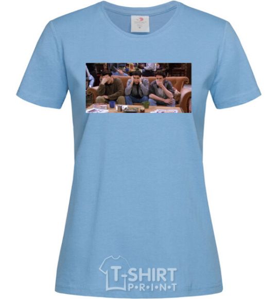 Женская футболка Друзья Джоуи Росс Чендлер Голубой фото