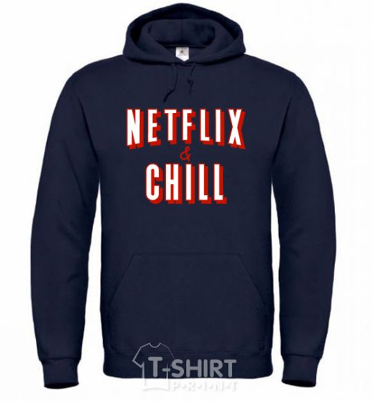 Men`s hoodie Netflix and chill navy-blue фото