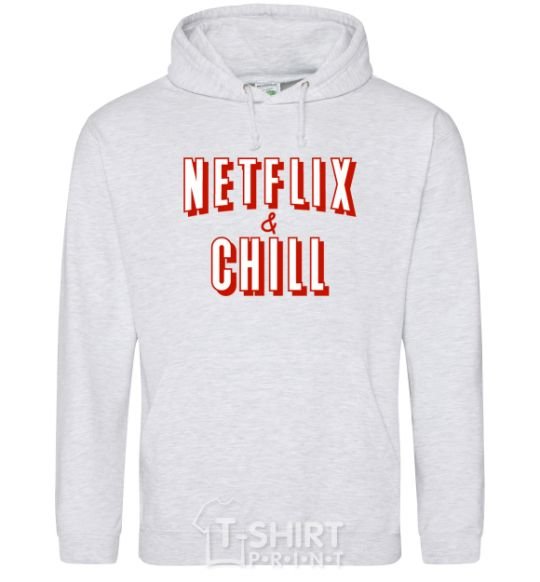 Men`s hoodie Netflix and chill sport-grey фото