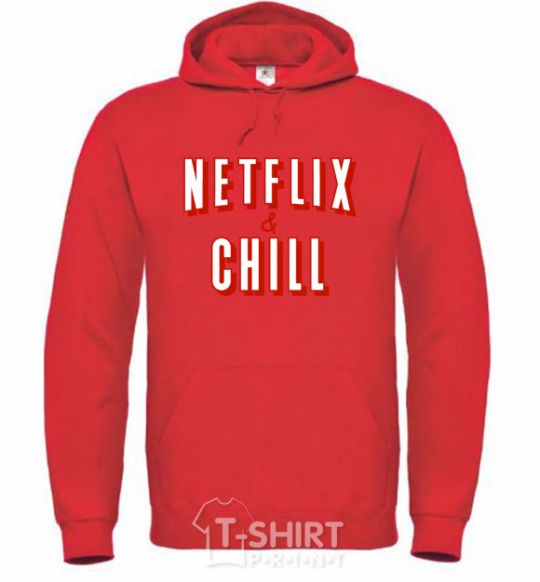 Men`s hoodie Netflix and chill bright-red фото