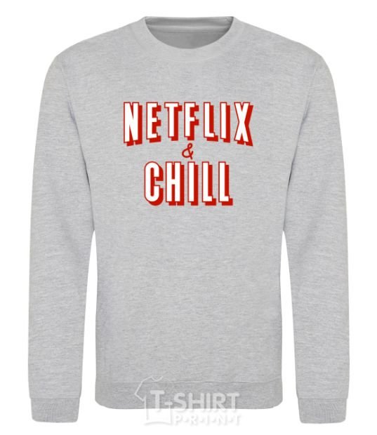 Свитшот Netflix and chill Серый меланж фото