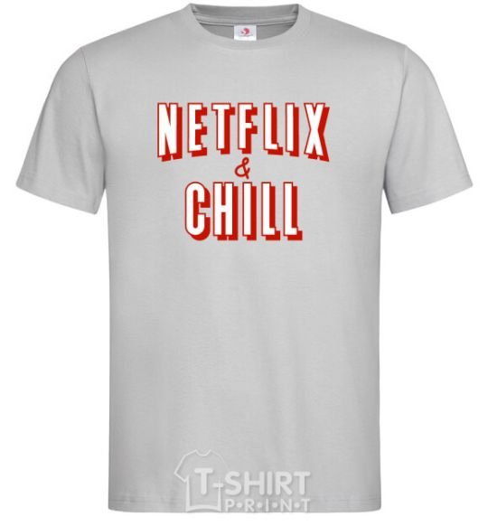 Men's T-Shirt Netflix and chill grey фото