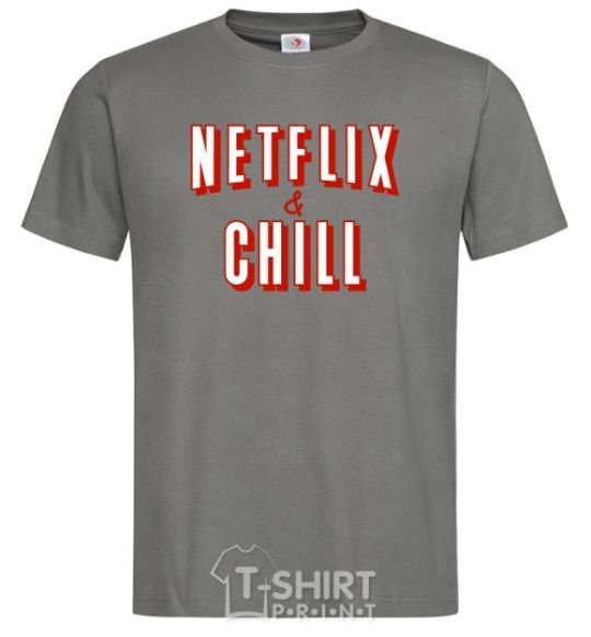 Men's T-Shirt Netflix and chill dark-grey фото