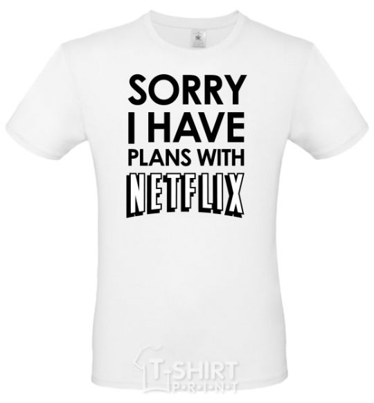 Мужская футболка Sorry i have plans with netflix Белый фото